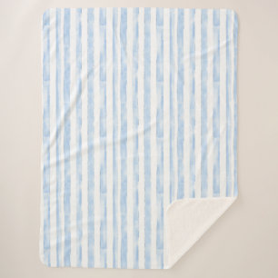 Blue White Stripes   Sherpa Blanket
