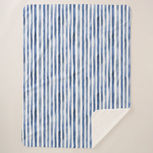 Blue White Stripes  Sherpa Blanket