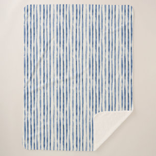 Blue White Stripes   Sherpa Blanket