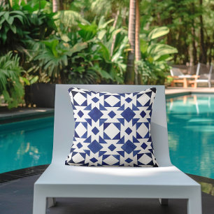 Blue White Summer Pattern Cushion