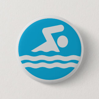 Blue & White Swimming & Diving Swimmer Swim Decal 6 Cm Round Badge