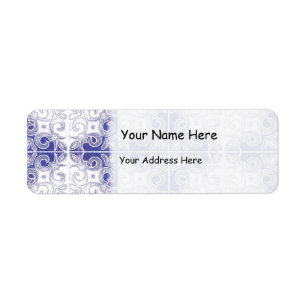 Blue White Swirl Inspired by Portuguese Azulejos Return Address Label