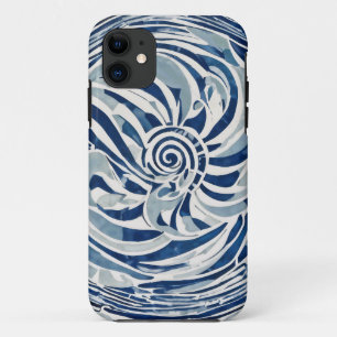 Blue White Swirl Pattern 02 iPhone 11 Case