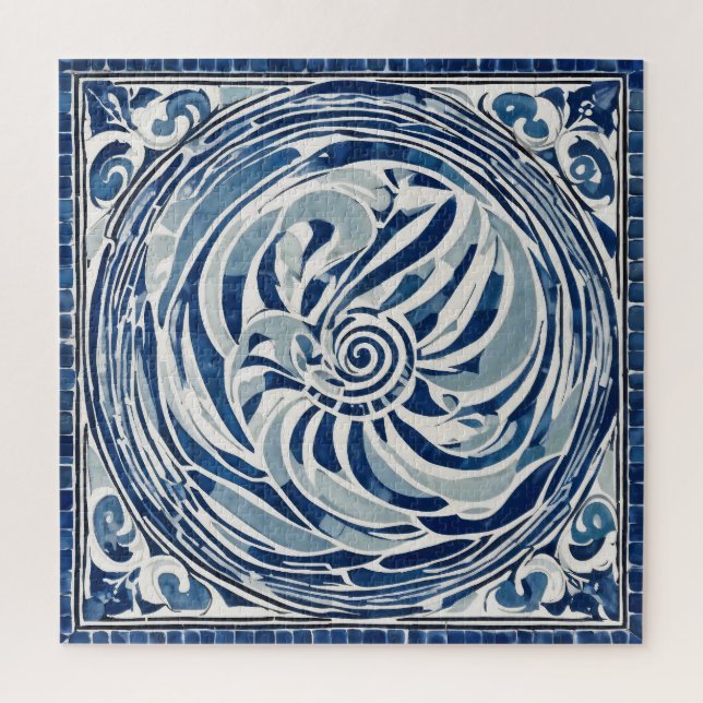 Blue White Swirl Pattern 02 Jigsaw Puzzle (Vertical)