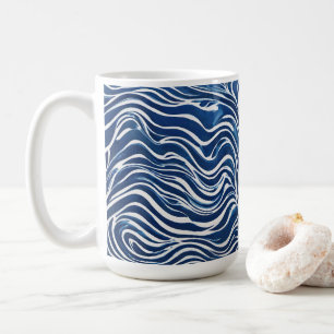 Blue White Swirl Pattern 06 Coffee Mug