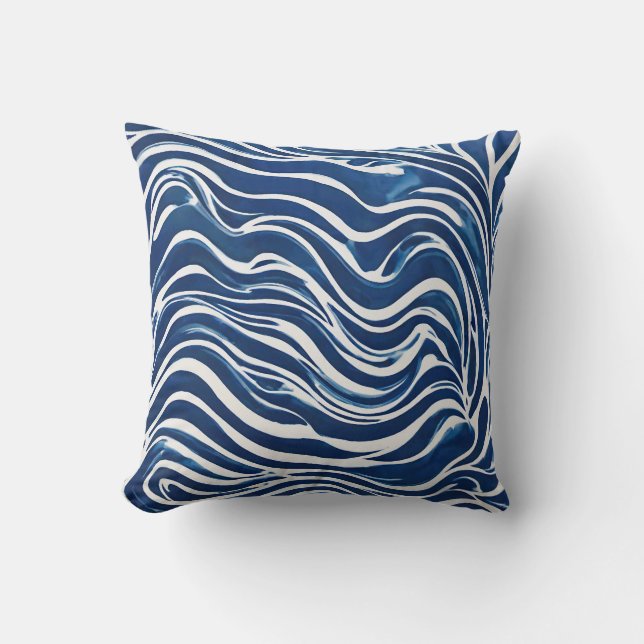 Blue White Swirl Pattern 06 Cushion (Front)