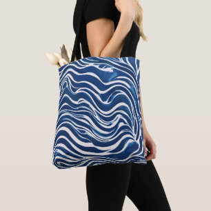 Blue White Swirl Pattern 06 Tote Bag