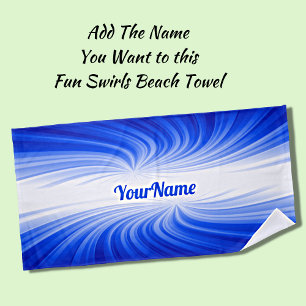 Blue & White Swirls and Add Your Name to this Beach Towel
