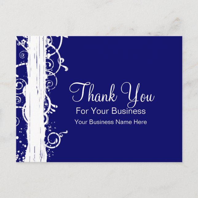 Blue & White Swirls :: Business Postcard Template (Front)