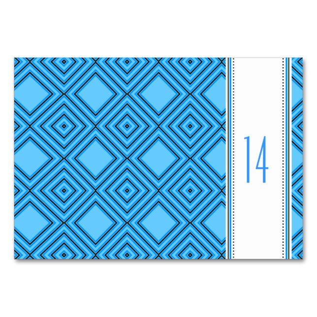 Blue white Tablecards Table Number (Back)