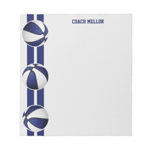 blue white team colours basketball coach custom notepad