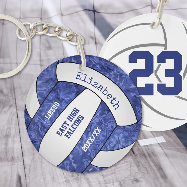 blue white team colours personalised volleyball key ring (Creator Uploaded)