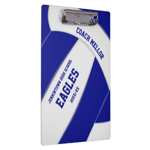 blue white team colours volleyball coach clipboard