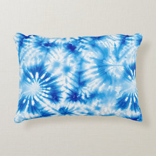 Blue White Tie Dye  Decorative Cushion
