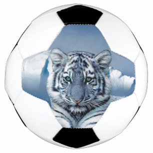 Blue White Tiger Soccer Ball