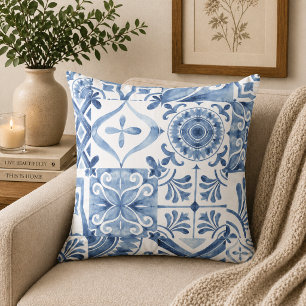 Blue & White Tile Inspired Cushion