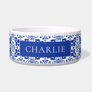 Blue White Tile Pattern Elegant Personalized Pet