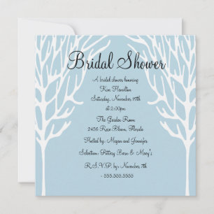 Blue & White Tree Design Bridal Shower Invitation