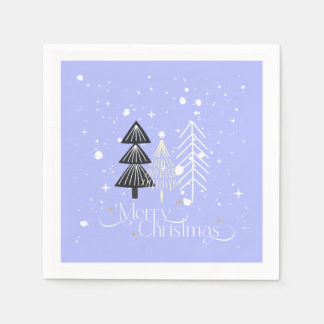 Blue &White Trees Elegant Christmas Holiday  Napkin