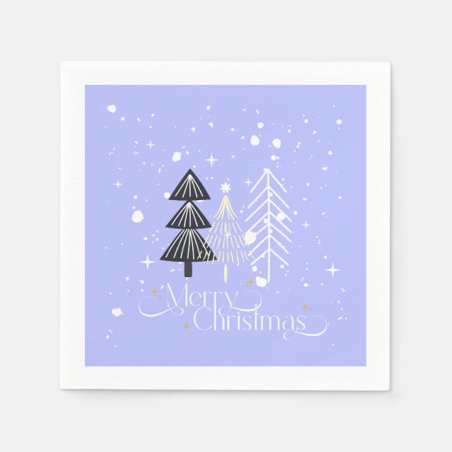 Blue &White Trees Elegant Christmas Holiday  Napkin (Front)