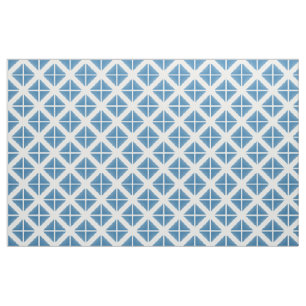 Blue White Trendy Triangles Pattern Fabric