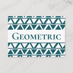 Blue White Triangle Stripes Geometric Business Card
