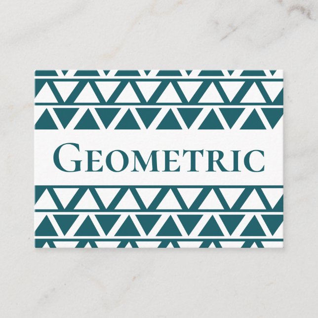 Blue White Triangle Stripes Geometric Pattern  Business Card (Front)