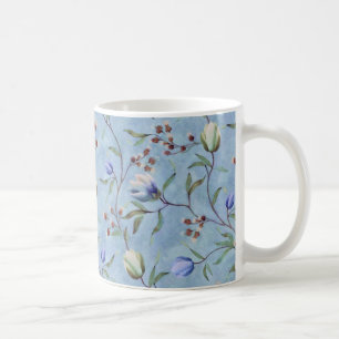 Blue & White Tulips Anemones Pattern  Coffee Mug