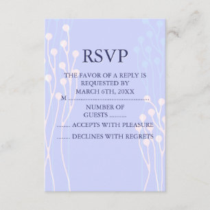 Blue & White Twig Design RSVP Card