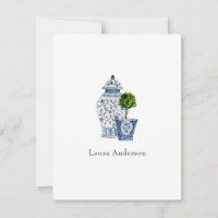 Blue & white urn and topiary flat