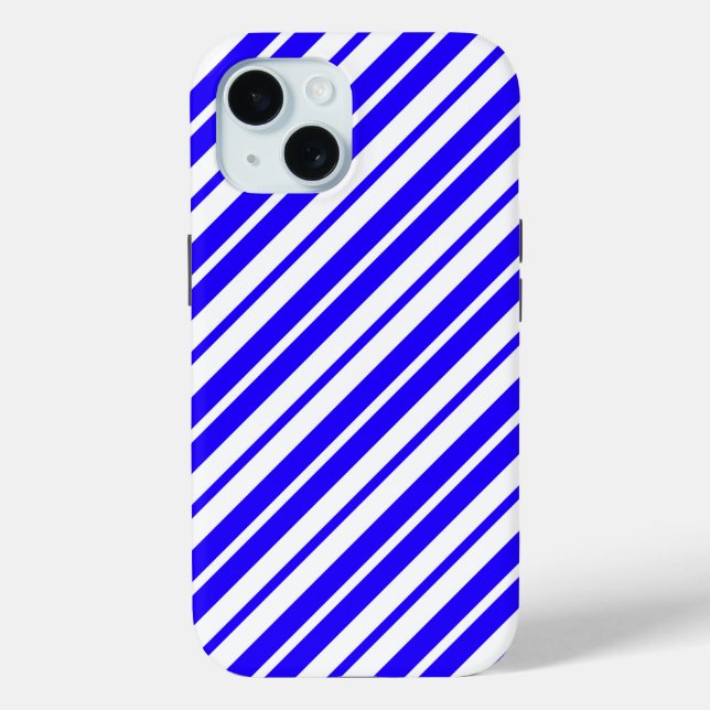 Blue White Vertical Stripes Pattern Case-Mate iPhone Case (Back)