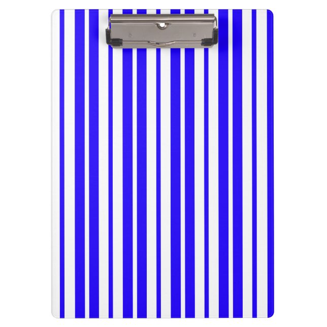 Blue White Vertical Stripes Pattern Clipboard (Front)