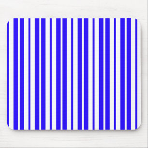 Blue White Vertical Stripes Pattern Mouse Pad
