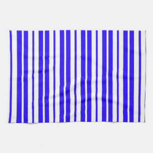 Blue White Vertical Stripes Pattern Tea Towel