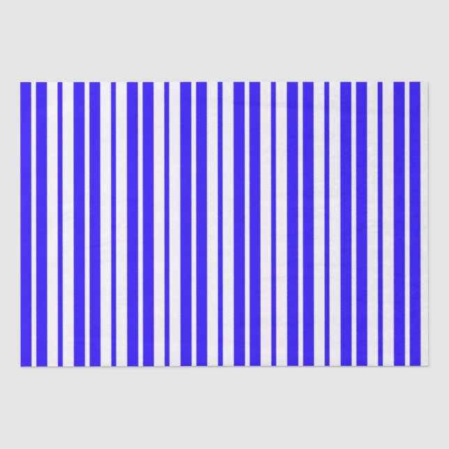Blue White Vertical Stripes Pattern Tissue Paper (Front)