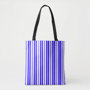 Blue White Vertical Stripes Pattern Tote Bag