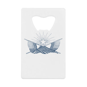 Blue & White Vintage American Flags w/Shining Star