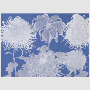 Blue White Vintage Chinoiserie Floral Pattern Tissue Paper
