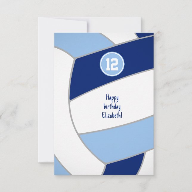 blue white volleyball birthday or congratulations card (Front)