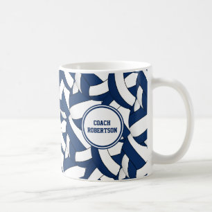 blue white volleyball team colours coach thanks coffee mug