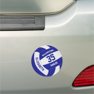 blue white volleyball team colours kids locker or car magnet