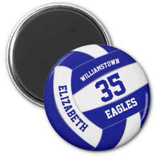 blue white volleyball team name girls boys magnet