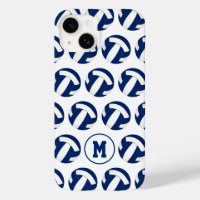 blue white volleyballs pattern with monogram