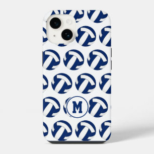 blue white volleyballs pattern with monogram iPhone 14 case