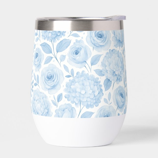 Blue White Watercolor Floral Pattern (Left)