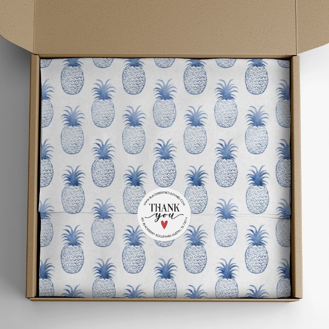 Blue White Watercolor Pineapple  Tissue Paper (Elegant blue pineapple tissue paper. Great for wrapping your gifts, or use in your party decorations)