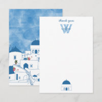Blue & White Watercolor Santorini Greece
