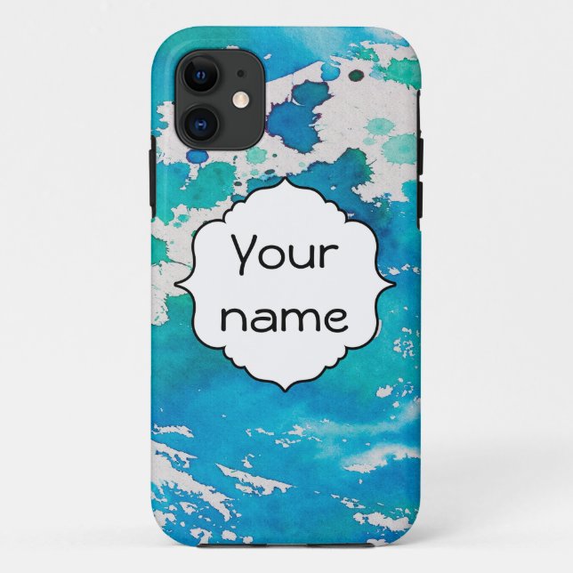 Blue white watercolor splashes Case-Mate iPhone case (Back)