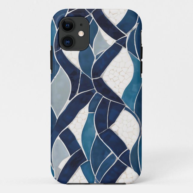 Blue White Wave Pattern 01 Case-Mate iPhone Case (Back)