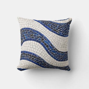 Blue White Wave Pattern 04 Cushion